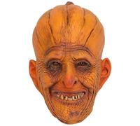 Máscara de calabaza espeluznante y espeluznante máscara de Halloween de látex aterradora con cara de terror y dientes afilados Cabeza de calabaza decorativa para cosplay, fiesta, accesorio de pe
