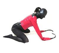 Máscara de camisa de fuerza Bondage Máscara de cabeza Castidad Restricciones de mano y brazo Disfraz Máscaras faciales completas Conjunto de sujeción de esclavo Juego fetiche Juguete sexual(M)