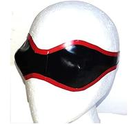 Máscara De Capucha De Látex Con Los Ojos Vendados Con Ribete Rojo Juegos De Cosplay Máscara De Látex De 0,8 Mm,Ribete Blanco Y Negro.,Medio