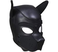 Máscara de capucha para cachorros para adultos, máscara extraíble para disfraz de perro de cara completa para Halloween, cosplay, novedad, disfraces, accesorios de actuación, regalos (negro)