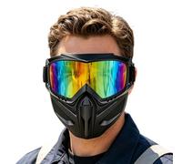 Máscara de cara antiniebla a caballo, con gafas extraíbles y pantalla a prueba de viento antipolvo, protector facial ajustable 2 en 1, para esquiar, soldadura, bicicleta, trabajo y