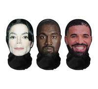 Máscara de cara completa con impresión 3D realista "paquete de leyendas musicales" Drake, Kanye Ye, Michael Jackson, transpirables, ligeras y cómodas, ideales para cosplay, fiestas, Halloween