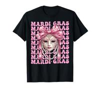 Máscara de carnaval de Mardi Gras con lazo rosa Camiseta
