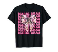 Máscara de carnaval de Mardi Gras con lazo rosa Camiseta