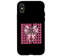 Máscara de carnaval de Mardi Gras con lazo rosa Carcasa para iPhone X/XS