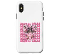 Máscara de Carnaval de Mardi Gras con Lazo Rosa Carcasa para iPhone X/XS