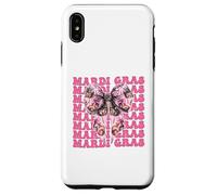 Máscara de Carnaval de Mardi Gras con Lazo Rosa Carcasa para iPhone XS MAX