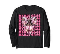 Máscara de carnaval de Mardi Gras con lazo rosa Manga Larga