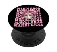 Máscara de carnaval de Mardi Gras con lazo rosa PopSockets PopGrip Adhesivo