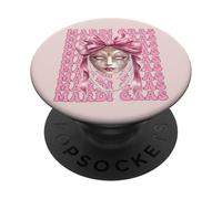 Máscara de Carnaval de Mardi Gras con Lazo Rosa PopSockets PopGrip Adhesivo