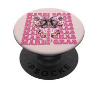 Máscara de Carnaval de Mardi Gras con Lazo Rosa PopSockets PopGrip Adhesivo