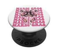 Máscara de Carnaval de Mardi Gras con Lazo Rosa PopSockets PopGrip Adhesivo