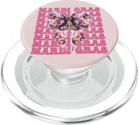 Máscara de Carnaval de Mardi Gras con Lazo Rosa PopSockets PopGrip para MagSafe