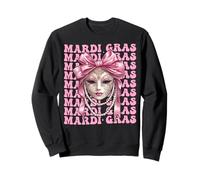 Máscara de carnaval de Mardi Gras con lazo rosa Sudadera