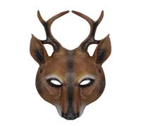Máscara de ciervo, máscara de animales, máscara de media cara, accesorio | Máscara de ciervo realista de espuma de poliuretano ligera con cuernos, accesorio de disfraz de animal para Halloween