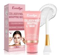 Máscara de Colágeno Para la Cara, 75 ml Collagen Night Wrapping Mask, Hidratación Profunda,Reduce las Arrugas y Mejora la Elasticidad de la Piel, Apta Para Todos Los Tipos de Piel (Cepillo Incluido)
