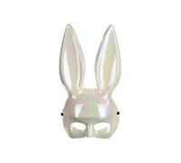 Máscara de conejo de ópalo blanco, aprox. 16,5 x 34 cm, reutilizable, para adultos, accesorio de fiesta, carnaval, disfraz, disfraz unisex