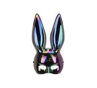 Máscara de conejo de ópalo negro, aprox. 16,5 x 34 cm, reutilizable, para adultos, accesorio de fiesta, carnaval, disfraz, unisex, decoración de carnaval
