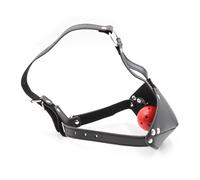 Máscara De Cuero Con Capucha Para Sm, Arnés De Bondage Bdsm, Mordaza, Bozal Con Bola, Mordaza Para La Boca, Fetiche Erótico, Restricción De Esclavos, Juguetes Sexuales Para Parejas, Negro, Talla