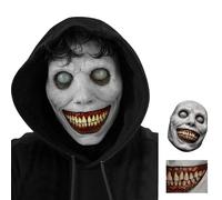 Máscara de Demonio Sonriente Unisex Con Cuchillo Sangriento, Espeluznante Accesorio de Cosplay de Halloween, Tamaño Libre, Color Blanco