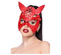 Máscara De Diablo De Cuero Sintético Rojo Para Mujeres Sexy De Halloween