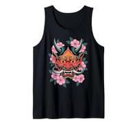 Máscara de Diablo japonés con Flor de Cerezo Yokai Hannya Oni Camiseta sin Mangas