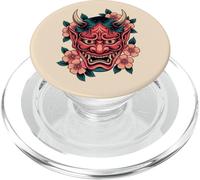 Máscara de Diablo japonés con Flor de Cerezo Yokai Hannya Oni PopSockets PopGrip para MagSafe