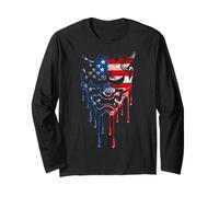 Máscara de Diablo Oni Yokai con Bandera Americana para Amantes del Graffiti Manga Larga