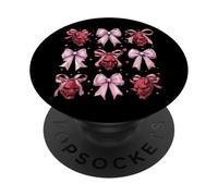 Máscara de diablo Oni Yokai para niña, coqueta, lazo rosa, mamá PopSockets PopGrip Adhesivo