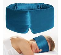 Máscara de dormir 100 % seda de morera con bloqueo de ojos, máscara de ojos acolchada suave, ayuda para dormir para viajes, parche para dormir (azul 2)
