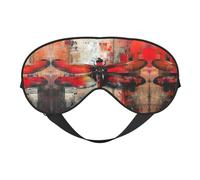 Máscara de dormir abstracta con estampado de libélula roja, máscara de ojos similar a la seda, para mujeres y hombres, para viajes, sueño y relajación