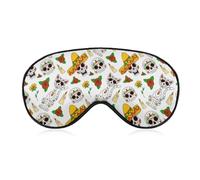 Máscara de dormir blanca con diseño de calavera de gato mexicano del Día de los Muertos, con correa ajustable, cómoda máscara de ojos suave, ayuda para dormir, máscaras de ojos que bloquean la luz