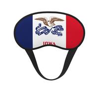 Máscara de dormir cómoda con borde negro satinado con bandera del estado de Iowa para bloquear la luz y dormir reparador