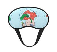 Máscara de dormir cómoda con borde negro satinado y semillas de girasol y hongos para bloquear la luz y dormir reparador