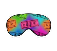 Máscara de dormir cómoda con diseño de billetes de dólares de colores, dinero americano, antifaz para dormir opaco, antifaz para dormir sin presión.