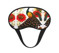 Máscara de dormir cómoda con diseño de flor roja de pavo real para bloquear la luz y dormir reparador