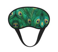 Máscara de dormir cómoda con estampado de plumas de pavo real, color verde, para hombres y mujeres, para viajes, yoga, meditación