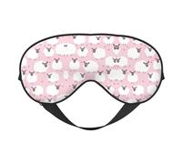 Máscara de dormir con bloqueo de luz de oveja blanca sobre fondo rosa, ajustable, cómoda, suave, reversible, para dormir