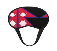 Máscara de dormir con borde negro satinado con bandera de Nepal para una comodidad óptima y bloqueo de la luz