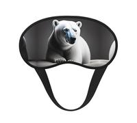 Máscara de dormir con borde negro satinado con diseño de oso polar para una comodidad óptima y bloqueo de la luz