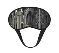 Máscara de dormir con borde negro satinado de catedrales góticas para una comodidad óptima y bloqueo de la luz