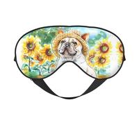 Máscara de dormir con burbujas de girasoles y bulldog francés, máscaras para dormir de doble cara, máscaras para dormir para mujeres y hombres, cubiertas opacas para dormir, viajes