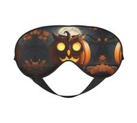 Máscara de dormir con diseño de búho, calabaza, feliz Halloween, ajustable, transpirable, a la moda para una experiencia de sueño cómoda