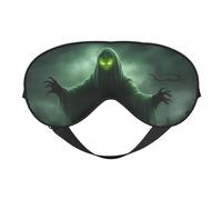 Máscara de dormir con diseño de calabaza de Halloween y fantasma verde, ajustable, transpirable, a la moda para una experiencia de sueño cómoda