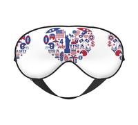 Máscara de dormir con diseño de corazón para el Día de la Independencia de Estados Unidos, máscara de ojos para dormir, correa totalmente ajustable para mujeres y hombres