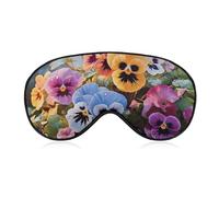 Máscara de dormir con diseño de flores de pensamiento, suave y cómoda, con correa ajustable, para hombres y mujeres, trabajo, viajes