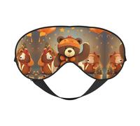 Máscara de dormir con diseño de oso de Acción de Gracias, perfecta para bloquear la luz, para viajes, yoga, siesta, correa totalmente ajustable