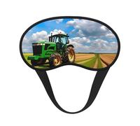 Máscara de dormir con diseño de tractor bajo cielo azul y nubes blancas para dormir de lado, bonita máscara opaca para el hogar o viajes