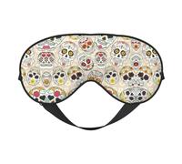 Máscara de dormir con diseño reversible de calavera mexicana 1, ideal para camping, meditación y turnos, ajuste cómodo, sin fugas de luz