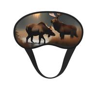 Máscara de dormir con estampado de alce y oso de ciervo, máscara de dormir para mujeres y hombres para una oscuridad total, reduce la hinchazón de la máscara de ojos